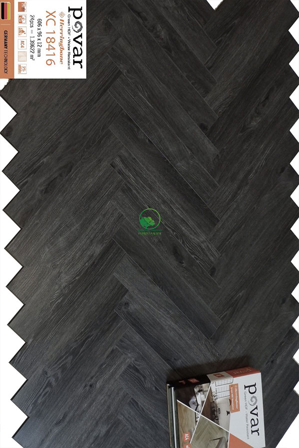 Sàn gỗ xương cá POVAR XC 18416】| Bề Mặt Sần Theo Vân. Hanasan
