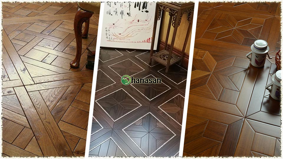 sàn gỗ kiểu ô vuông hanasan