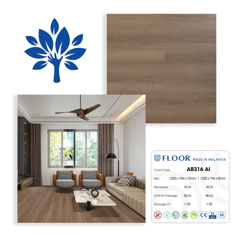 Sàn gỗ ufloor 8mm ab316