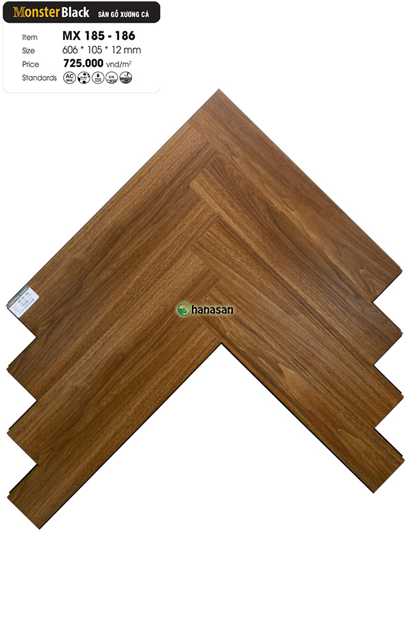 sàn gỗ xương cá monster black mx 185 186