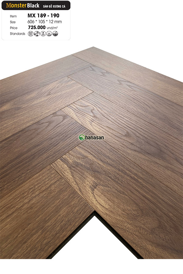 sàn gỗ xương cá monster black mx 189 190