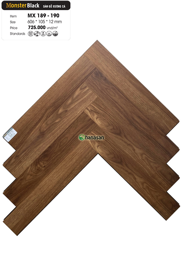 sàn gỗ xương cá monster black mx 189 190