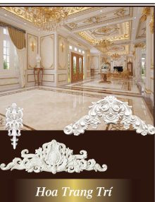hoa trang trí trần tường PU